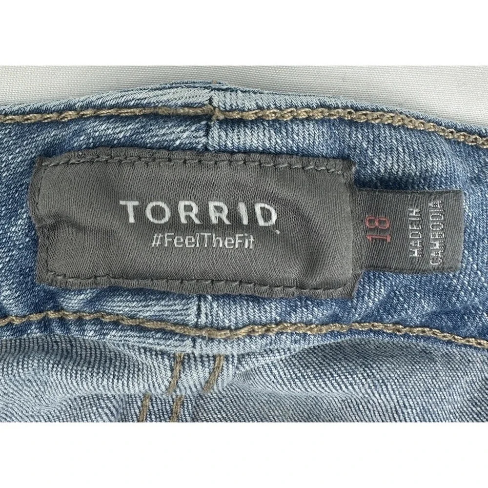 Torrid Bermuda Shorts Women's 18 Blue Distressed Jean Denim